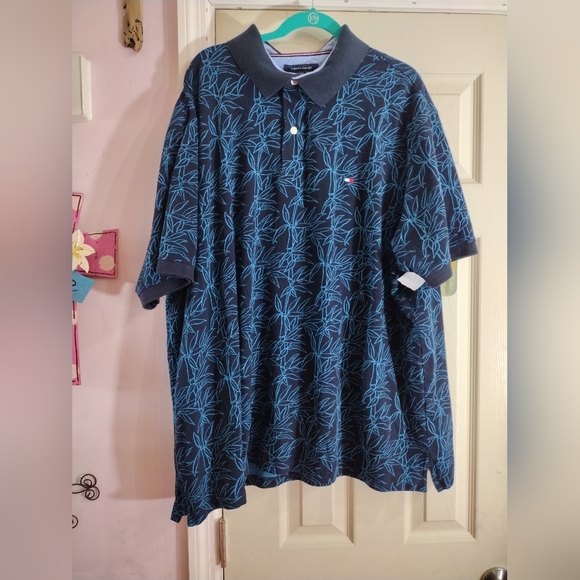 Tommy Hilfiger Other - Tommy Hilfiger Polo Short Sleeve Blue Bamboo Print Size  3XLT check measurements